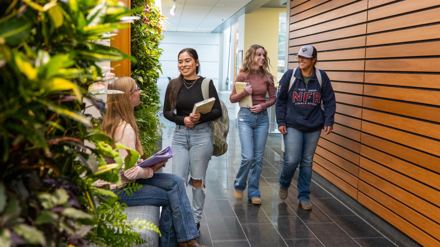 students walking in hallway of Fort Lupton Campus