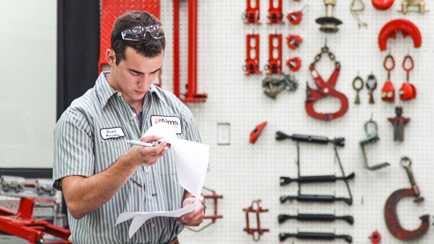 Aims Community College Automotive Instructor in the classroom