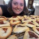 Becca with homemade Hamantaschen.