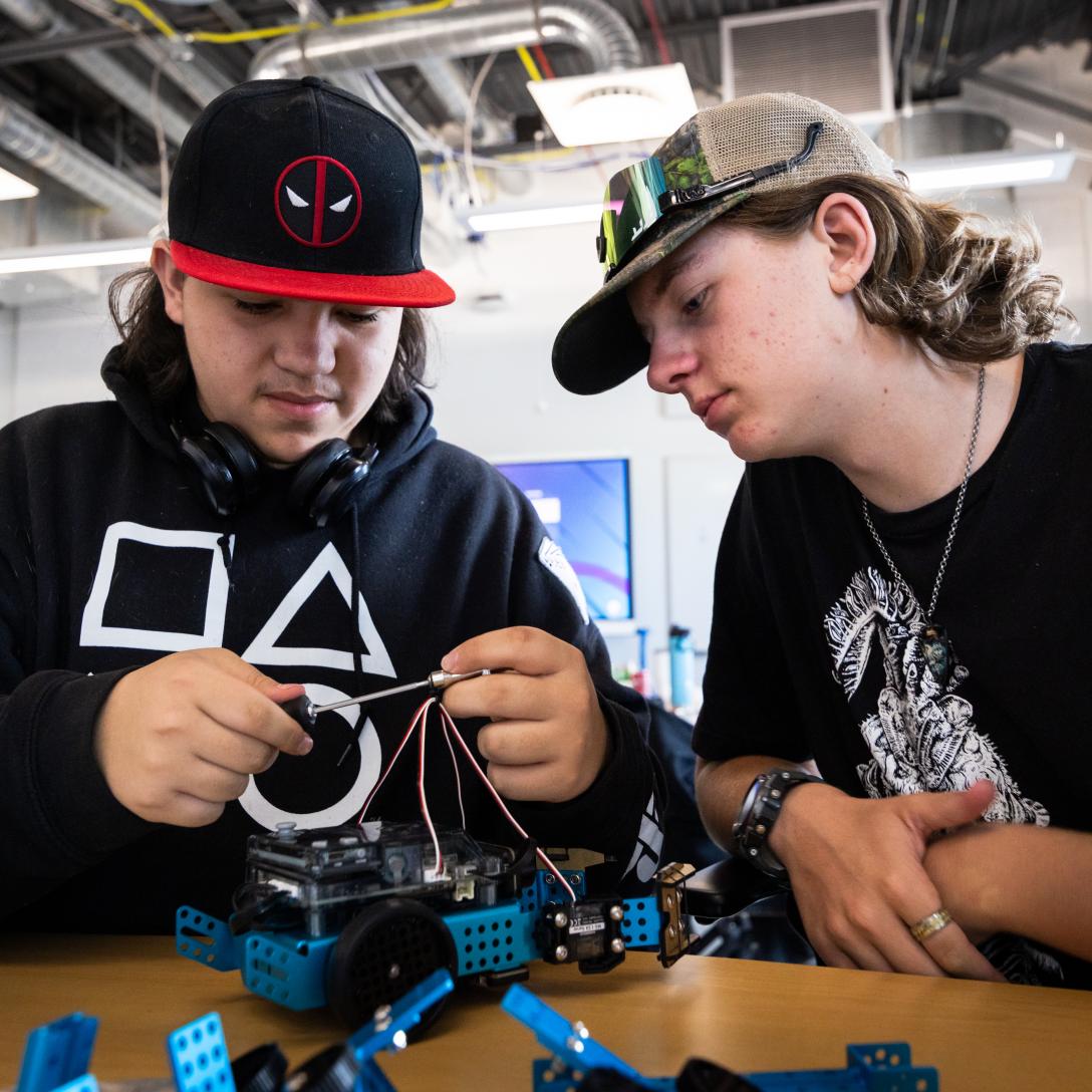 High School Students Building a Robot