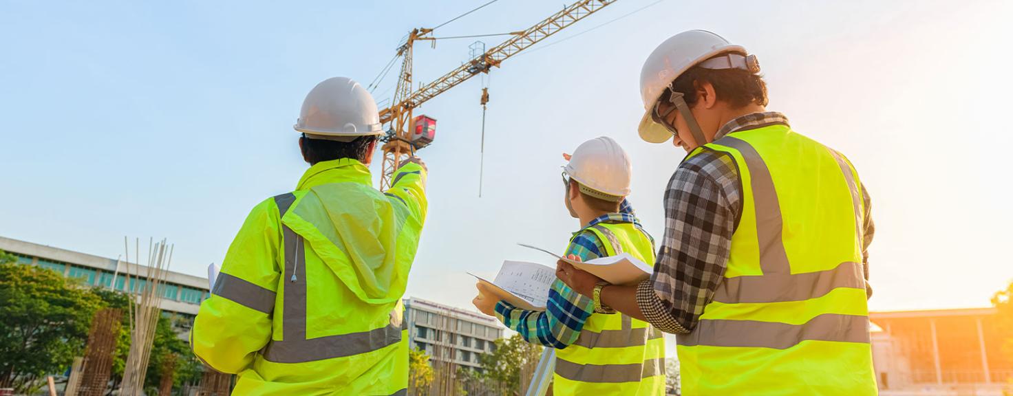 Construction Management students working at a construction site