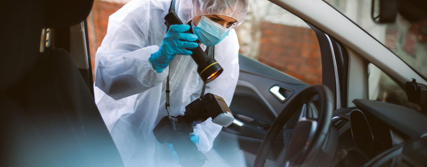 Criminal Justice student collecting forensic evidence