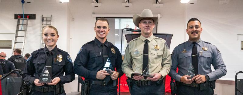 Aims Peace Officer Academy cadets in full uniform during Fall 2024 graduation ceremony