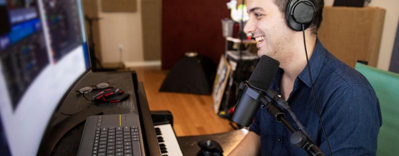Audio Production student recording