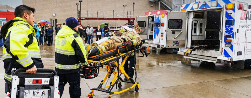 EMT Students practice during a class at Aims Community College
