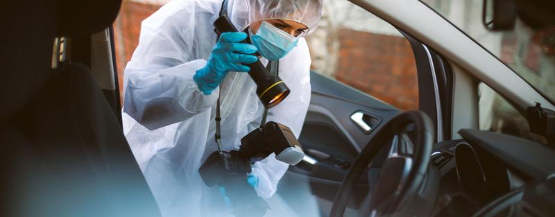 Criminal Justice student collecting forensic evidence