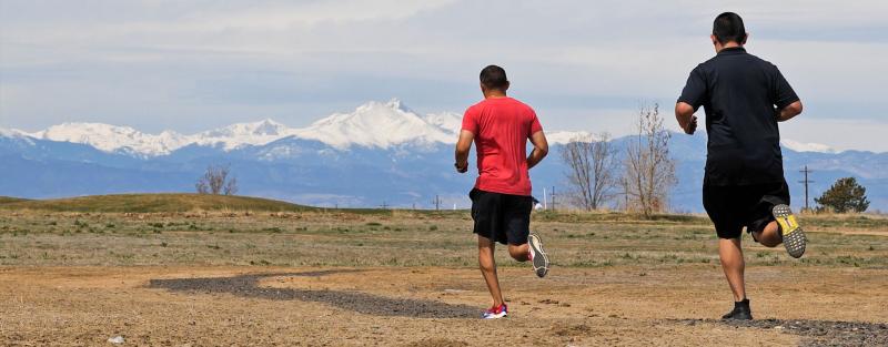 People running at the Aims Community College fitness course