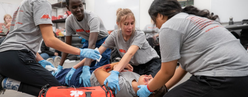 Aims medical prep student role playing a medical emergancy