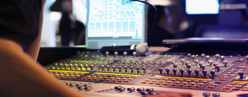 Television and video production student working in the studio
