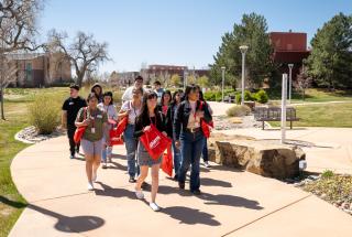 Students take a tour of the Aims Greeley campus