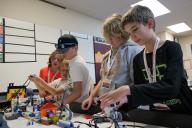 Kids working on Lego and hands on activities at College For Kids