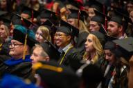 Students in cap and gown regalia for the Spring 2024 Commencement Ceremony at Aims Community College
