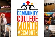 Community College Logo with 6 Aims students