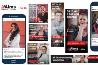Examples of Aims Digital and social media content from the All in Campaign