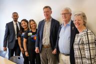 Sen. John Hickenlooper with Aims leadership and students