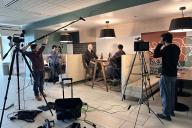 Film crew in with cameras creating a movie at Aims