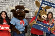 Aims Alumni with Stampede and Aims Mascots