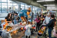 Families and students at Trick or Treat Track event