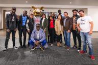 students with Arty Mascot