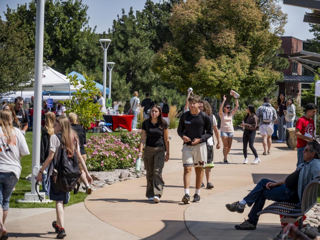 students on campus during Fall in
