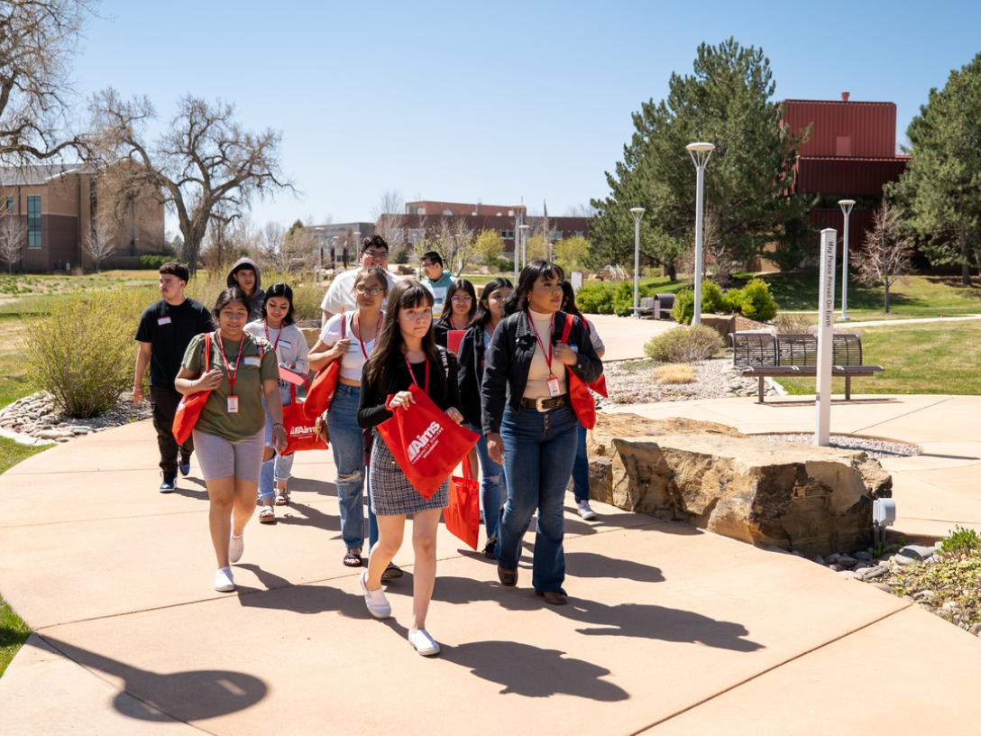 Students take a tour of the Aims Greeley campus