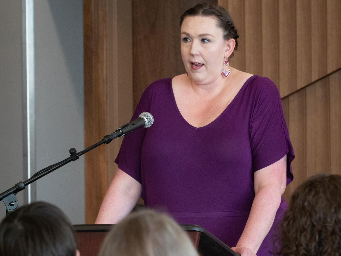 Melissa Balke speaking at the 2022 TRIO Graduation Ceremony