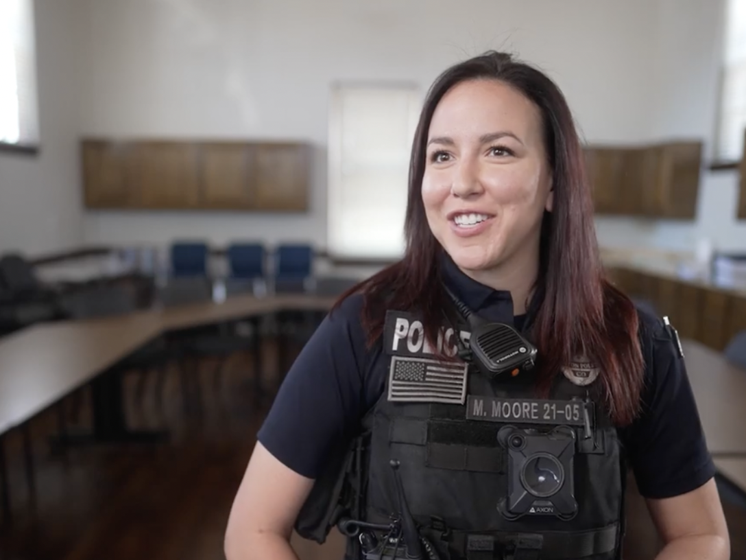 Aims alum Megan Moore, a uniformed police officer, talks about the positive experience in the Aims Peace Officer Academy