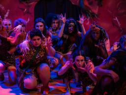 Firebringer Cast Dress rehersal posing in costume