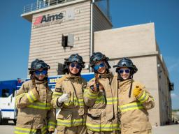 Students in bunker gear at the Aims Winsor Campus