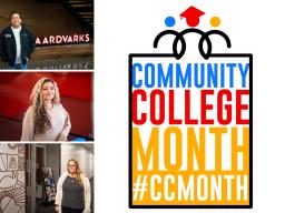 Community College Logo with 6 Aims students