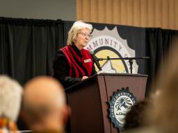 Dr. Leah Bornstein speaking at to an audience