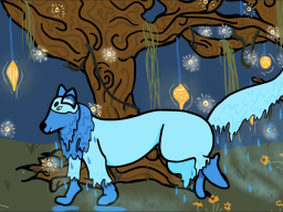 Animation artwork of blue wolf by Asia Cunningham.