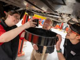 Allie Bowen: Auto Technology Program Instructor, working with students