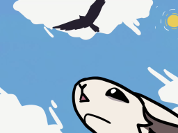 Bunny looking at bird in sky