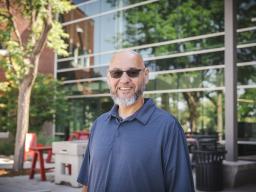 Brian Bernal outside of the Aims Student Commons