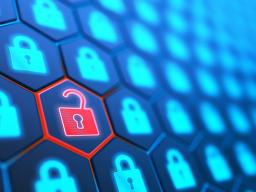 Illustration of many locked padlocks and one open padlock