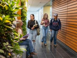 students walking in hallway of Fort Lupton Campus