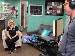 Alumni JoJo Bucholz on set