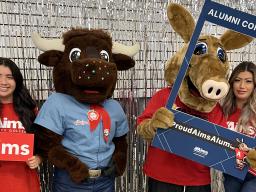 Aims Alumni with Stampede and Aims Mascots