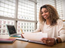 Aims Community College student using computer