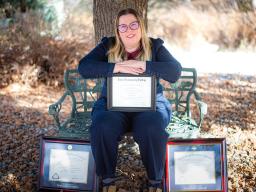 Portrait of Mistie Trefry with her academic degrees
