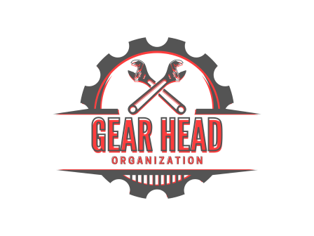 Gear Head Organization name with two crossing wrenches and the shape of a gear.