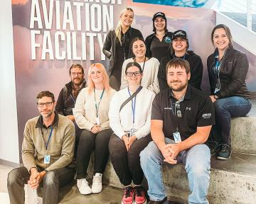 Aviation Students pose for an photo
