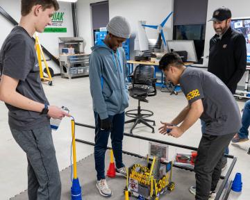 Students in robotics lab