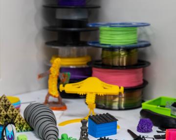 collection of 3d printed items in Community Lab