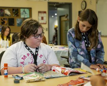 students working on collage in C4K