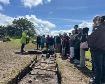Students at archeological site