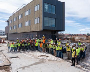 Gateway Building Under Construction on Windsor Campus With Construction Crew