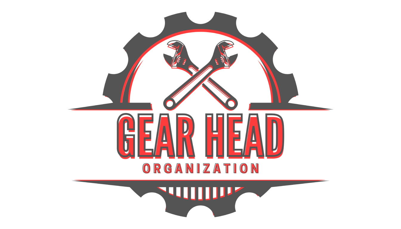 Gear Head Organization name with two crossing wrenches and the shape of a gear.