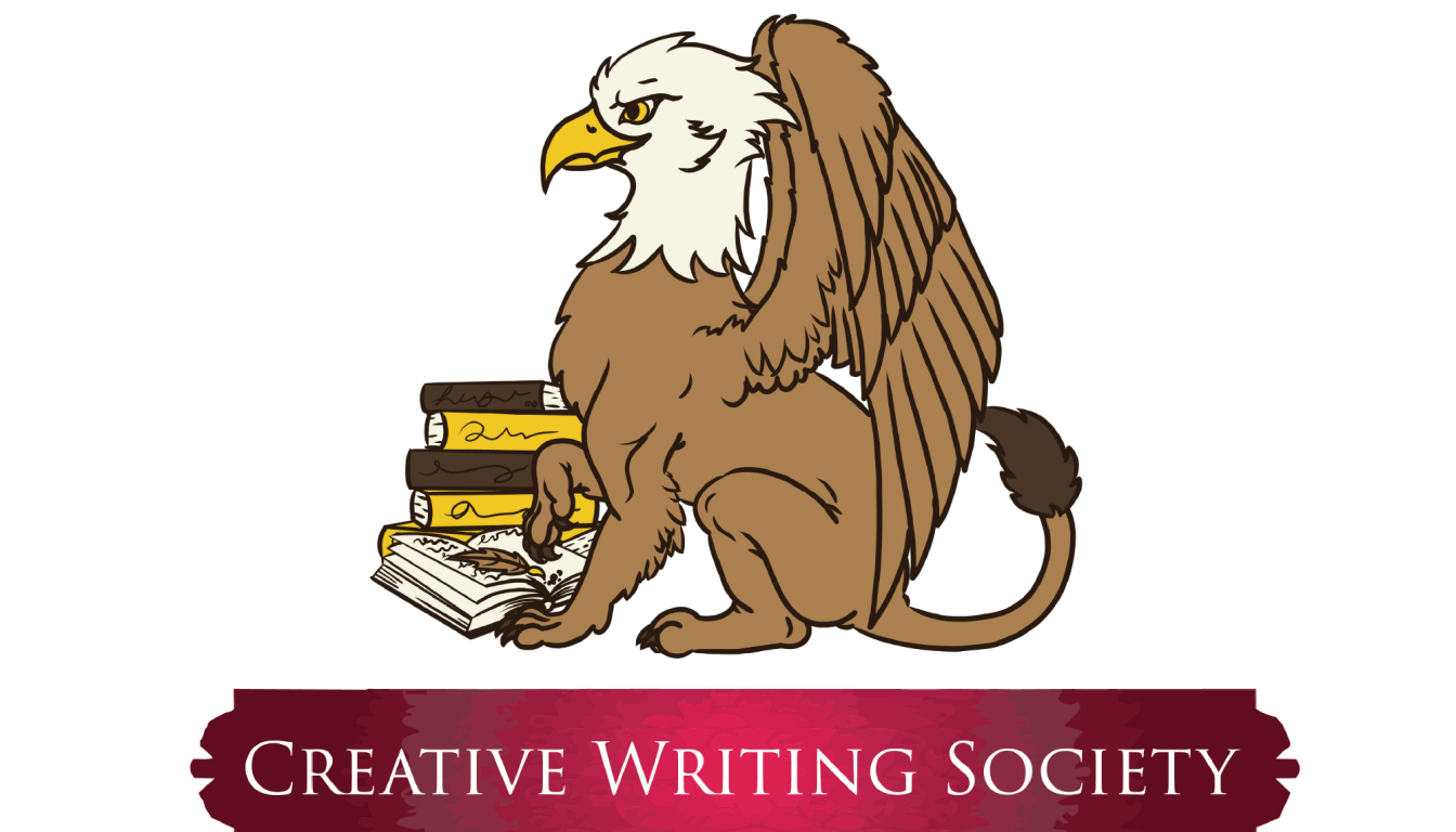 Creative Writing Society logo featuring a griffin with a stack of books.